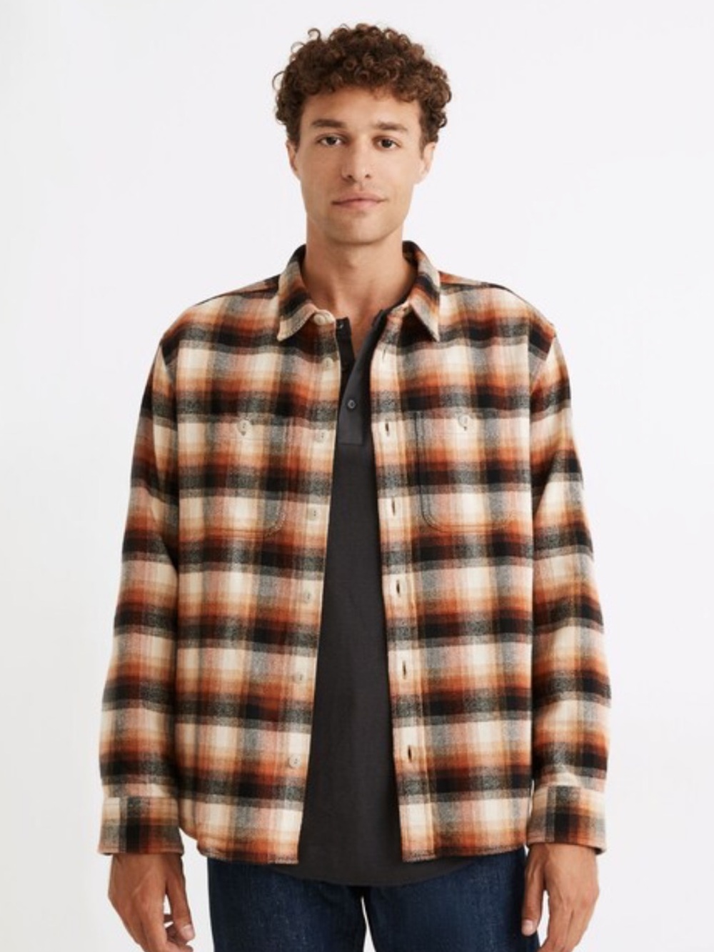 Madewell Brushed Flannel Easy Long=
Sleeve Shirt in Plaid size XL